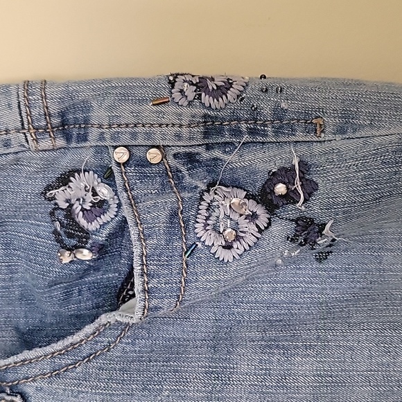 VINTAGE Y2K Vanilla Star lowrise flare jeans with applique flowers - Picture 4 of 8